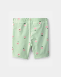 Toddler Girl Floral Bike Shorts - Green