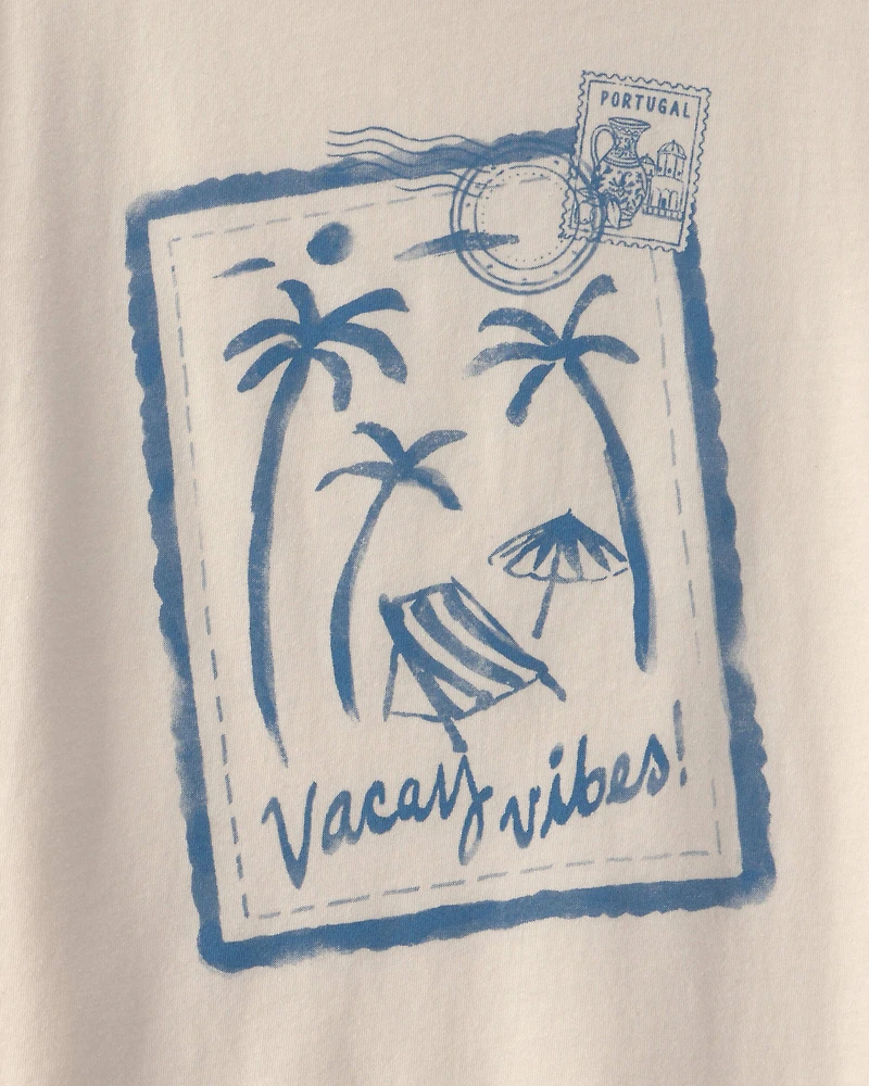 Girls 'Vacay Vibes' Beach Graphic Tee - Ivory