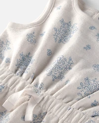 Baby Girl Organic Cotton Romper Blue Floral