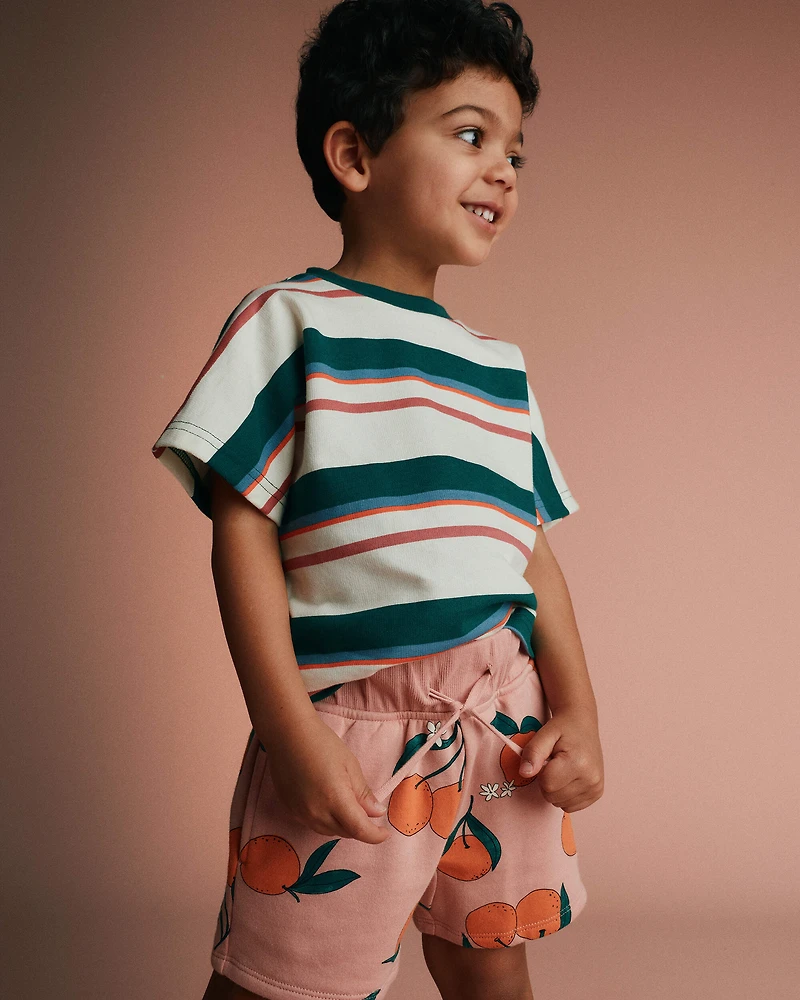 Toddler Dolman Tee Stripes - Green/Cream