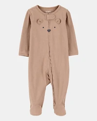 Baby Bear 2-Way Zip Ribbed Sleeper pyjamas