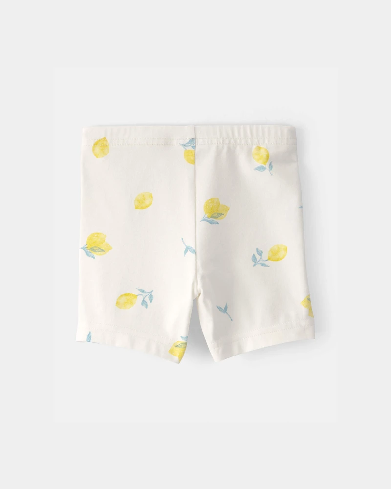 Baby Girl Lemon Bike Shorts - Cream