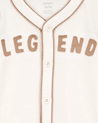 Toddler Legend Baseball Button-Down Vintage Tee