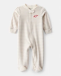 Baby Valentine's Day Striped DreamPlush Snug Fit 2-Way Zip Sleeper - Grey