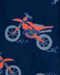 Boys Motorcycle Long-Sleeve Loose Fit 1-Piece Pajamas - Navy