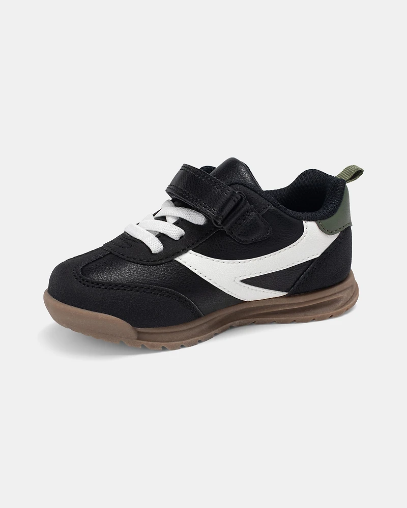 Toddler Boy Striped Sporty Sneakers - Black/White