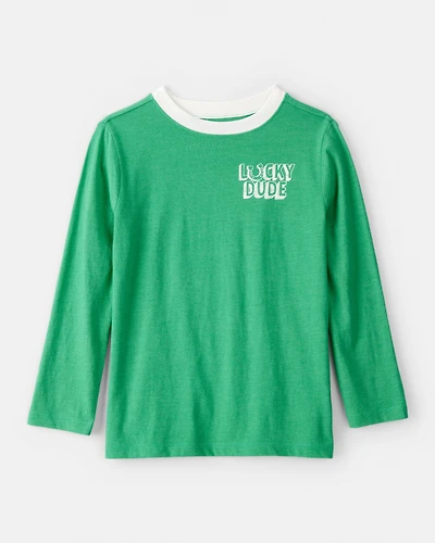 Boys Lucky Dude Long-Sleeve Graphic Tee - Green