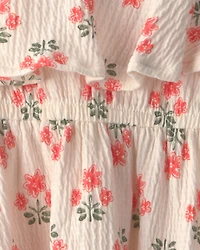 Baby Girl Floral Ruffle Dress - Cream