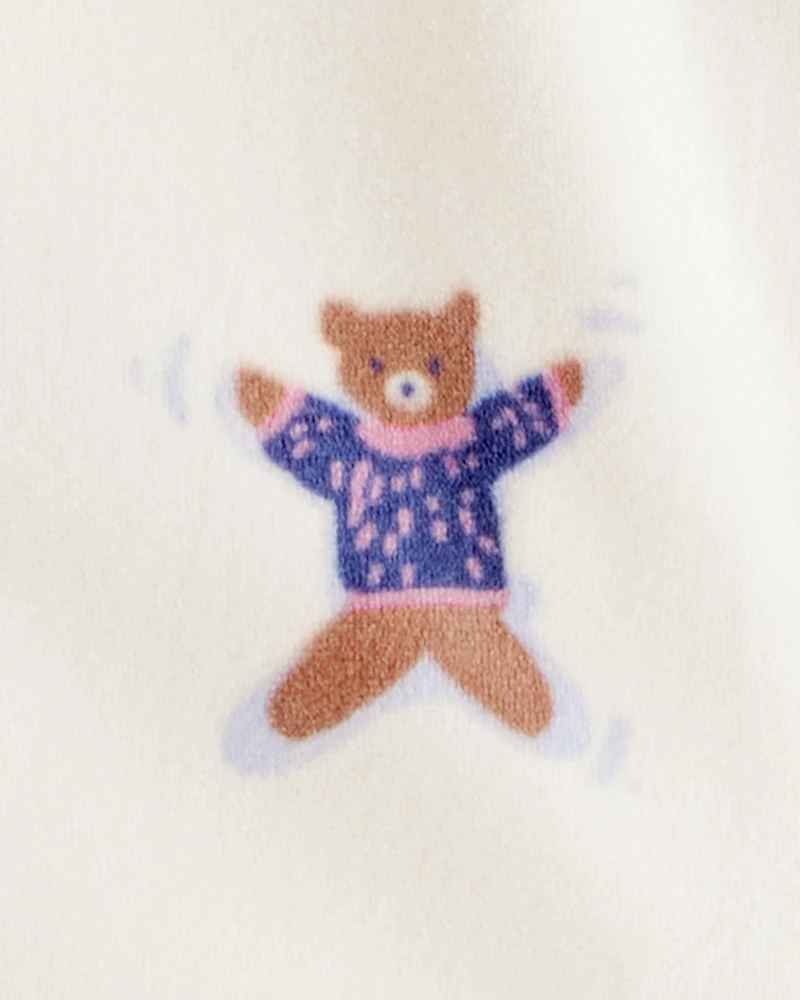 Baby Girl Snow Animals DreamPlush Snug Fit Long-Sleeve 2-Way Zip 1-Piece Pyjamas - White