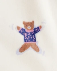 Baby Girl Snow Animals DreamPlush Snug Fit Long-Sleeve 2-Way Zip 1-Piece Pyjamas - White