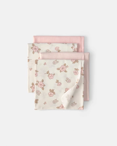 Baby 4-Pack Flowers Receiving Blankets - Pink/Ivory