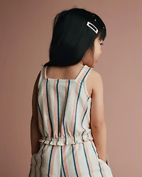 Toddler Girl Smocked Top Stripes - Cream