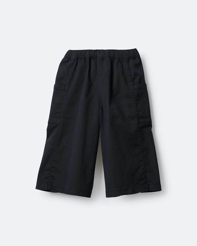 Toddler Girl Wide Leg Pocket Pant - Black