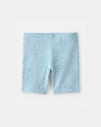 Toddler Girl Floral Ladybug Bike Shorts - Blue