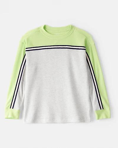 Boys Stripe Thermal Long-Sleeve T-Shirt - Grey