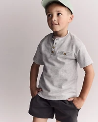 Toddler Boy Button-Front Tee - Grey