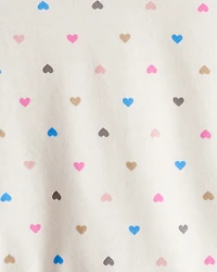 Baby Girl Heart Print Long-Sleeve Peplum Top - Cream