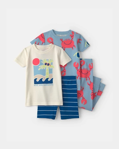 Toddler Boy Sunshine Beach 100% Cotton 4-Piece Pyjama Set