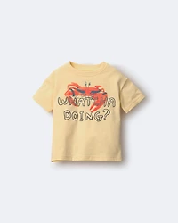 Toddler 'Whatcha Doing?' Relaxed Graphic Tee Crab Print - Yellow