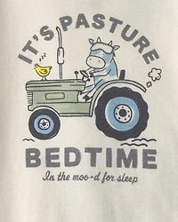 Toddler Boy Farm 100% Cotton 4-Piece Pyjama Set - Ivory/Grey