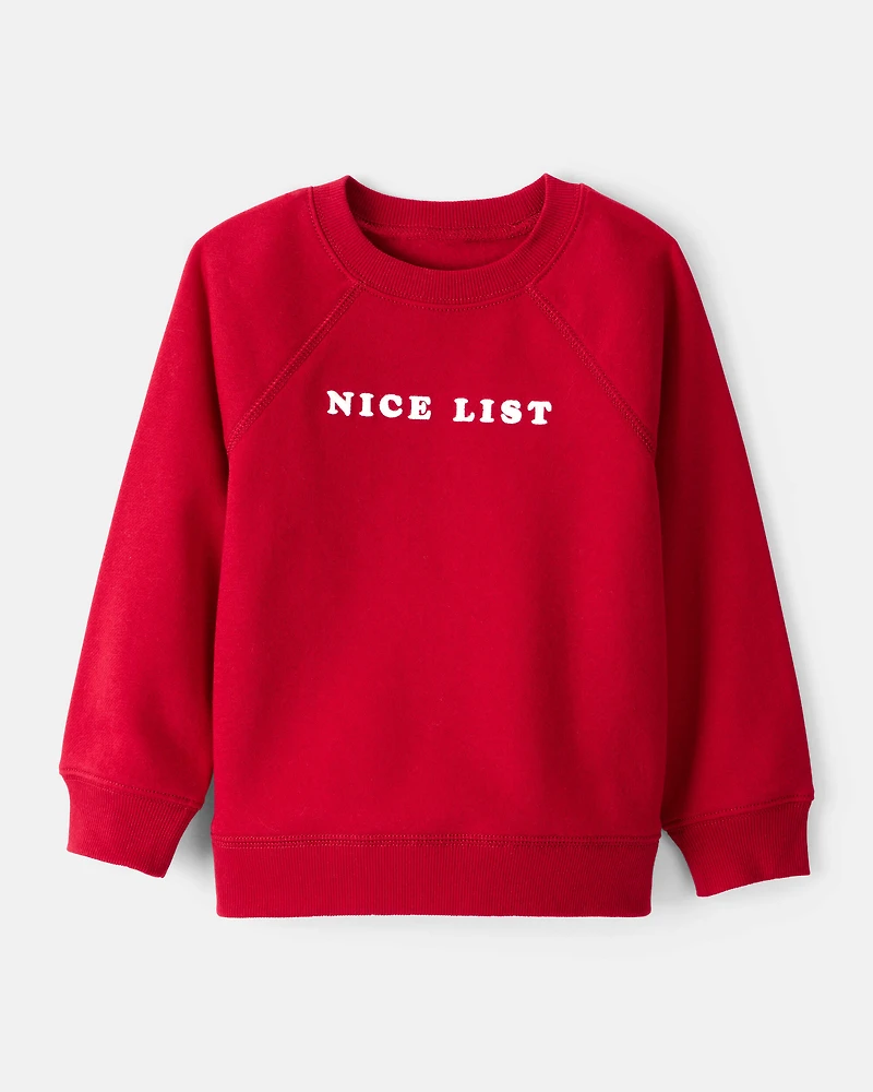 Toddler Boy DayDream Fleece Christmas Nice List Long-Sleeve Pullover Sweatshirt - Red
