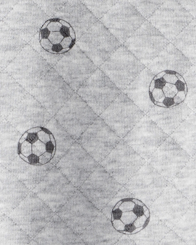 Baby Boy Soccer Quilted Long-Sleeve Hooded Jumpsuit - Black