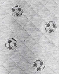 Baby Boy Soccer Quilted Long-Sleeve Hooded Jumpsuit - Black