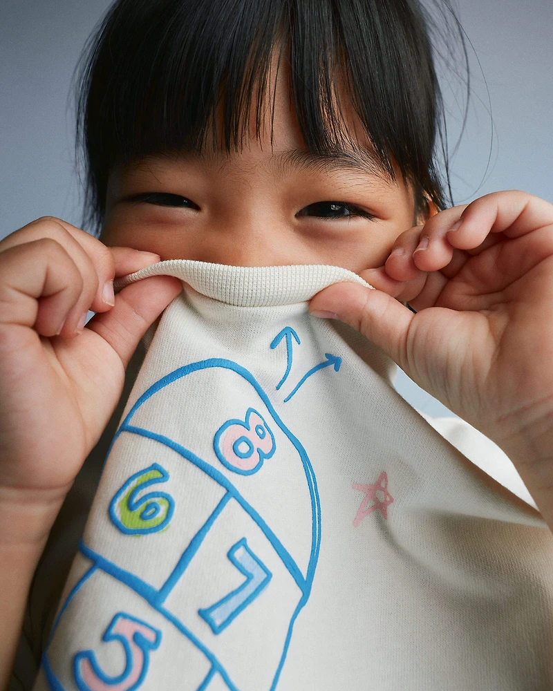 Toddler Girl 'Field Day' Breezy Top Hopscotch Print - Cream
