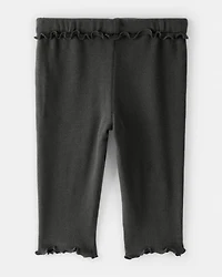 Baby Girl Flutter-Waist Pants - Black