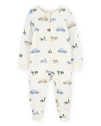 Baby Boy Car Print 2-Way Zip PurelySoft Sleeper Pyjamas - Ivory