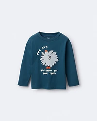 Toddler Boy Squish Character Long-Sleeve Relaxed Graphic Tee - Deep Teal