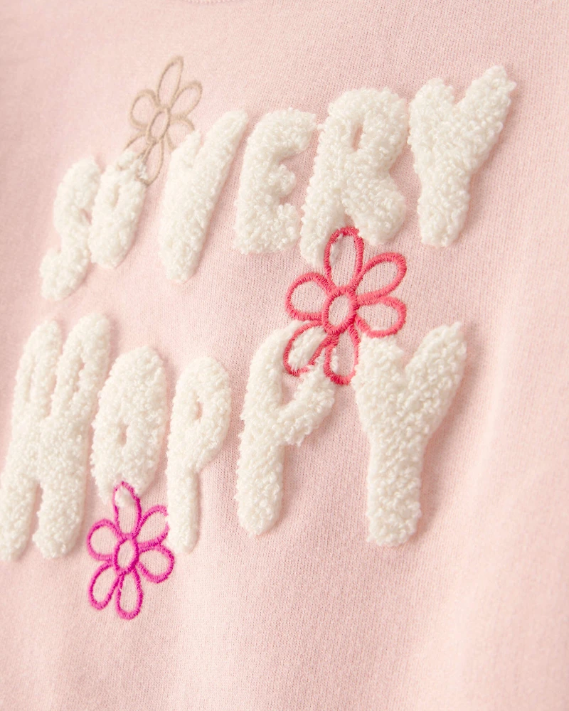 Girls 2-Piece Bunny French Terry Pullover & Skort Set - Pink