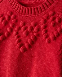 Baby Girl Heart Long-Sleeve Sweater - Red