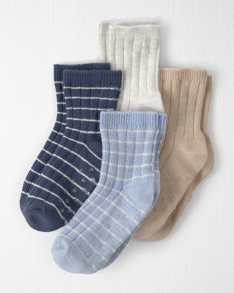 Toddler 4-Pack Ankle Socks in Stripes Made with Organic Cotton