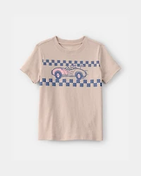 Toddler Boy Alligator Race Car Graphic Tee - Tan