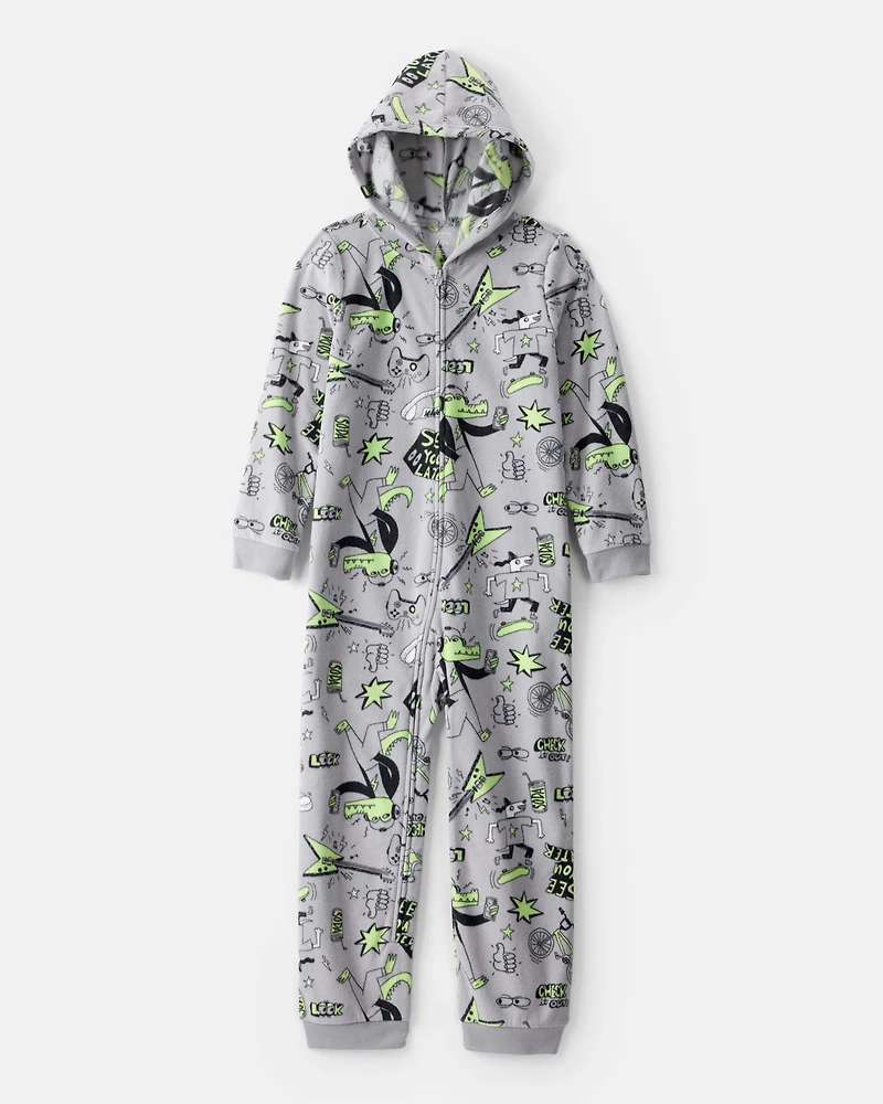 Boys Alligator Fleece Loose Fit 1-Piece Pajamas