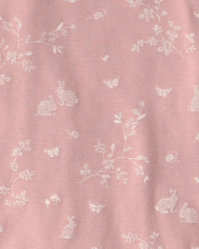 Girls 2-Piece Organic Cotton Pyjama Pink Bunnies Print