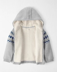 Toddler Boy Organic Cotton Fair Isle Sweater Knit Jacket