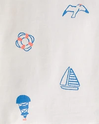 Toddler Boy Nautical Pocket Tee - White