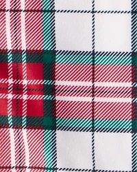 Toddler Flannel Plaid Print Long-Sleeve Loose Fit 2-Piece Pyjamas - Red/Green