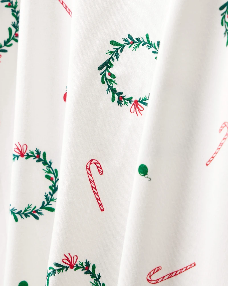 Kid Wreath PurelySoft Long-Sleeve Snug Fit 2-Piece Pajamas - White