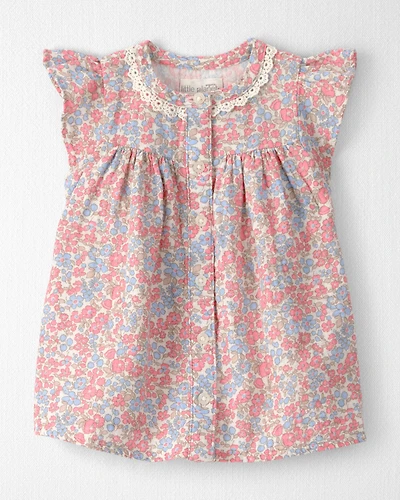 Baby Girl Organic Cotton Gauze Dress Spring Floral