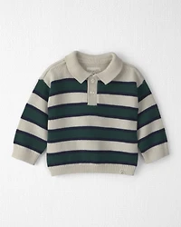Baby Boy Organic Cotton Sweater Knit Polo Stripes