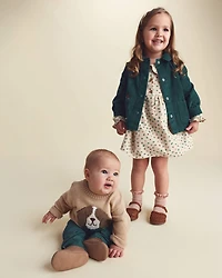 Baby Boy 2-Piece Dog Sweater Top & Pant Set - Brown/Green