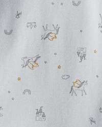 Baby Girl 4-Pack Unicorn Heart Print;Star Print Long-Sleeve Multipack Bodysuits - Navy Blue/White