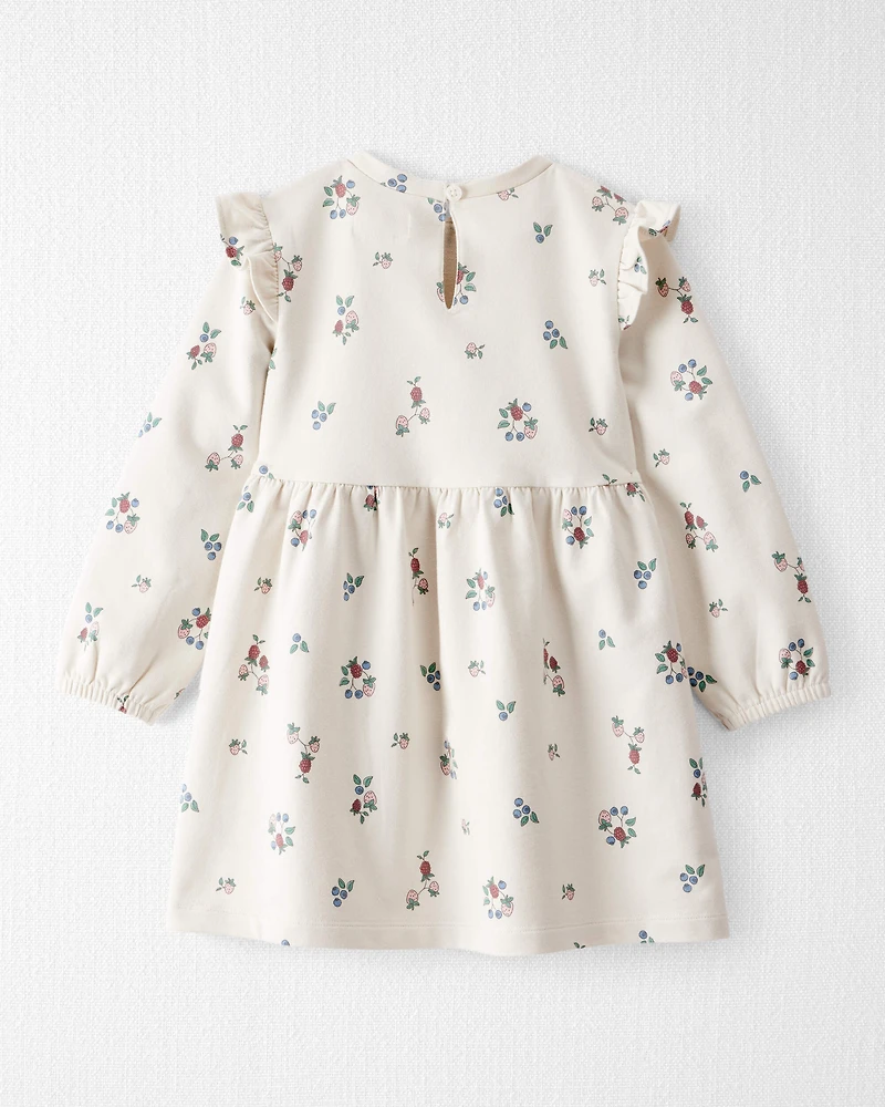 Toddler Girl Organic Cotton French Terry Dress Berry Blossom Print