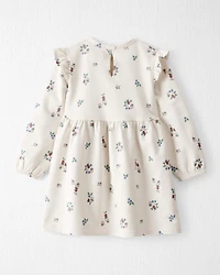 Toddler Girl Organic Cotton French Terry Dress Berry Blossom Print