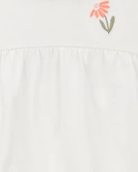 Baby Girl 2-Piece Floral Peplum Bodysuit Pant Set - Orange
