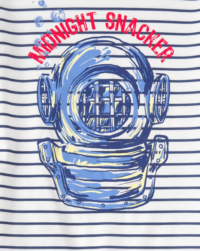 Boys Shark Loose Fit 2-Piece Pyjama Set - Blue/Ivory