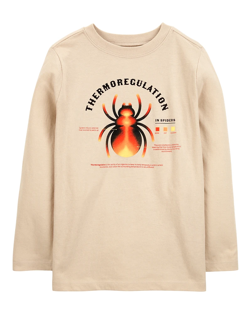 Boys Spider Cotton Blend Long-Sleeve Tee - Khaki